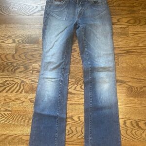 Angel Blue Boot Cut Jeans with Vintage Distressing
